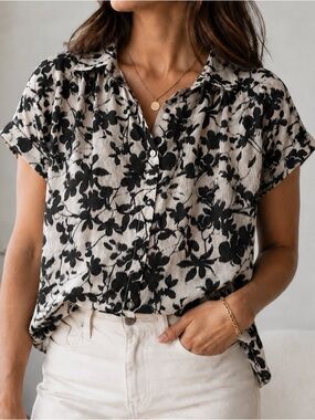 Color Block Floral Blouse